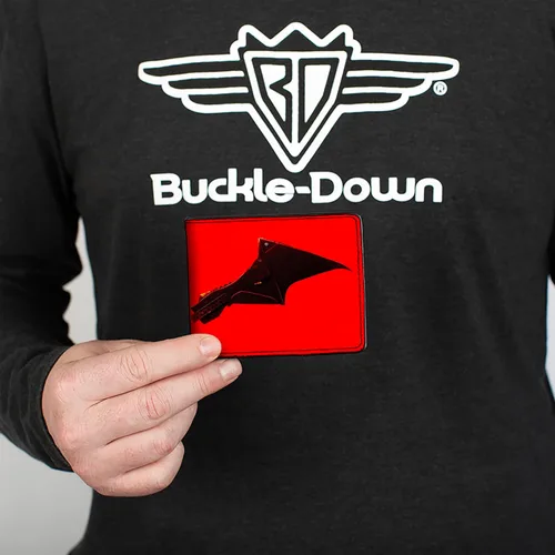 Miniatura 3 de Buckle-Down Cartera Bifold PU The Batman Película Murciélago Alas Desgastado Rojo Negro, Batman