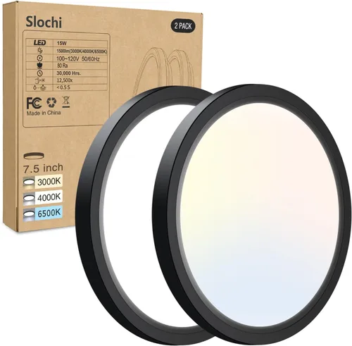 Miniatura 15 de Paquete de 2 lámparas LED de techo empotradas, 3000K-4000K-6500K y equivalente a 100W, lámpara de techo empotrada moderna para cocina de 15W