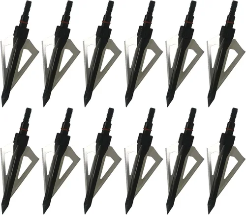 Miniatura 7 de Cabezas de caza con 3 cuchillas para tiro con arco, 100 o 125, grano, 12 unidades, puntas de flecha atornilladas, compatibles con arcos
