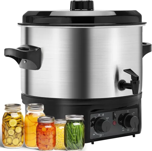 Enlatador Eléctrico de Baño de Agua 14.5QT, Olla Eléctrica de 1500W para Enlatado Casero, Conservas en Frascos, Cocina Lenta y Más - Enlatador