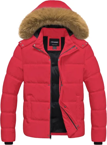 Miniatura 10 de Chaqueta acolchada para hombre, abrigo de invierno con capucha de piel, impermeable y resistente al viento, forro polar, 4 bolsillos