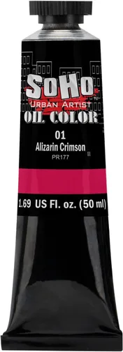 Soho Urban Artist Pintura al óleo - Alizarin Crimson, tubo de 1.7 fl oz, colores al óleo mejor valorados para pintura, excelente carga de pigmento