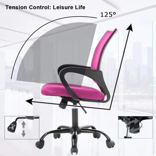 Miniatura 4 de Silla de escritorio de malla, silla de oficina ergonómica, silla de computadora con soporte lumbar y reposabrazos, silla de escritorio ajustable