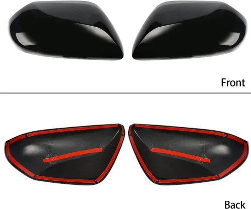 Miniatura 3 de Tapas negras para espejo de puerta lateral + cubiertas de manija de puerta de repuesto para accesorios Toyota Camry 2018, 2019, 2020, 2021, 2022