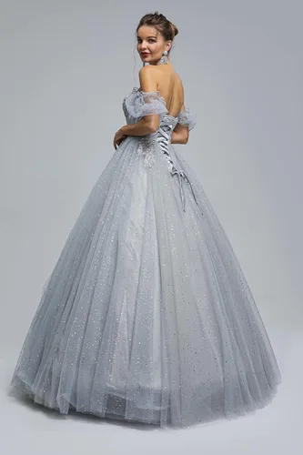Miniatura 4 de Engerla Vestido largo de quinceañera de tul con cuentas para mujer
