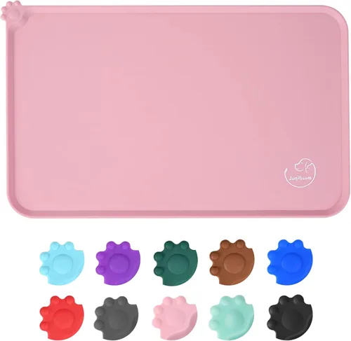 Tapetes de silicón impermeables, antideslizantes y fáciles de limpiar, ideales para colocar sobre ellos los platos de comida de tu mascota Rosa