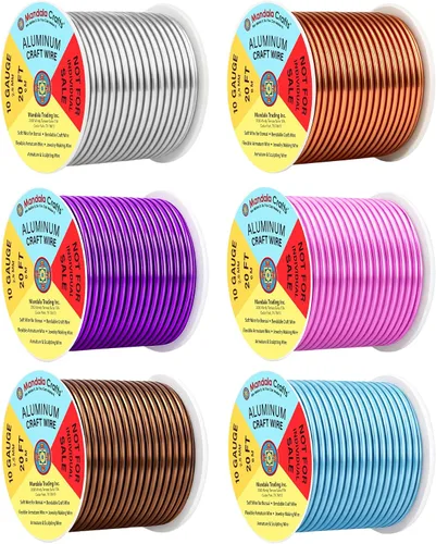 Miniatura 349 de Mandala Crafts - Alambre de aluminio anodizado de 8 calibre para hacer joyas - 9.75 m de alambre flexible negro colorido - Flexible para bonsái