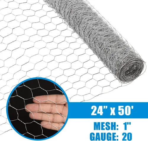 Miniatura 2 de Fencer Wire Valla de red para aves de corral, valla de alambre hexagonal galvanizado de calibre 20, tamaño de apertura de malla de 1 pulgada