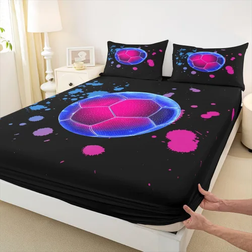 Miniatura 34 de Erosebridal Graffiti Rugby Ball Sheets for Boys Girls Colorful Rugby Helmet Fitted Sheet,Sports Kids Bedding Sets Football Game Bed Sets Twin 2 Piece