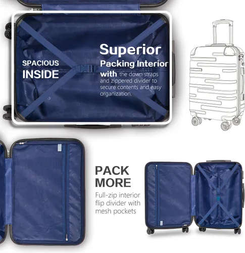 Miniatura 6 de Coolife Maleta expandible (solo 28 pulgadas), juego de 3 piezas con cerradura TSA Spinner de 20 pulgadas, 24 pulgadas, 28 pulgadas, Púrpura
