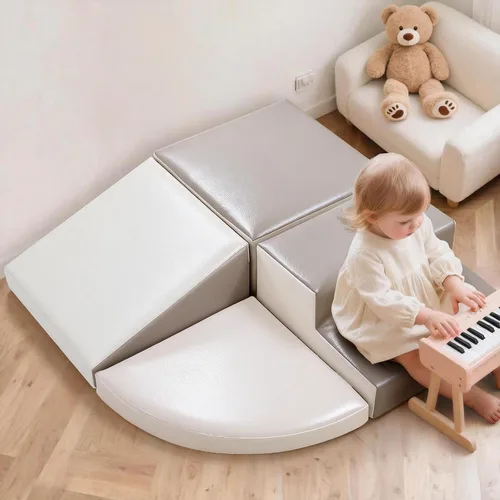 Miniatura 2 de Sumbababy Bloques de espuma de escalada para niños pequeños: Escalador suave de cuero sintético impermeable - 4 piezas de juguetes de escalada