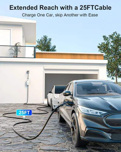 Miniatura 4 de EVDANCE Cargador EV Nivel 1 y 2, Cargador Portátil para Vehículo Eléctrico con Cable de 25 Pies, Estación de Carga EV para el Hogar para Autos Blanco