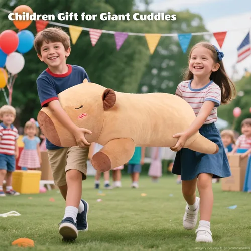 Miniatura 9 de SuzziPals Peluche de Capibara Gigante de 43 pulgadas, Animal de Peluche Gigante Realista para Alivio del Estrés y Compañía, Almohada de Grandes