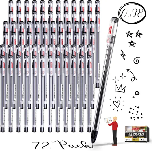 Miniatura 9 de XFasten Bolígrafos de punta extra fina de 0.015 in, paquete de 24 bolígrafos de tinta de gel de estilo japonés negro, flujo de tinta suave, sin