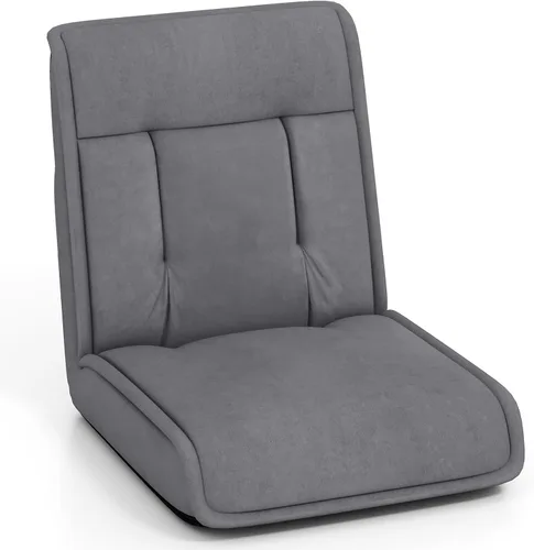 COSTWAY Silla plegable de suelo, sofá convertible con respaldo ajustable de 14 posiciones, reposacabezas ajustable de 5 posiciones, silla acolchada