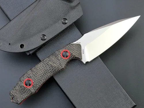 Miniatura 3 de Eafengrow EF136 Cuchillo de hoja fija, hoja de acero de 60.6 in, mango Micarta mango completo EDC herramienta cuchillos fijos para trabajar Negro