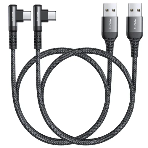 Miniatura 42 de AINOPE Cable USB a USB C [2 unidades, 6.6 pies] 3.1A tipo C cargador de carga rápida, cable USB C en ángulo recto para iPhone 17 Carplay, Galaxy Gris