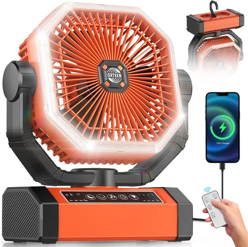 Ventilador alimentado por batería, ventilador recargable de 9 pulgadas, portátil, 20000 mAh (60 horas), ventiladores de campamento para tienda de