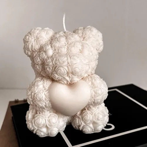 Miniatura 4 de Paquete de 2 moldes de velas de oso de rosas en 3D, moldes de silicona del Día de San Valentín, DIY pinta tu propio oso de corazón o vela de oso