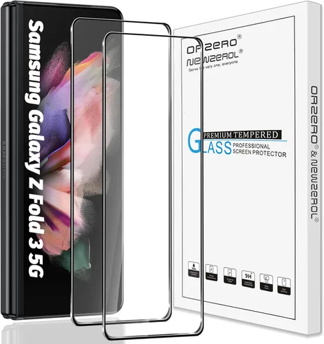 Orzero Paquete de 2 protectores de pantalla de vidrio templado compatibles con Samsung Galaxy Z Fold 3 5G (no para Z Flip 3 5G), versión más pequeña