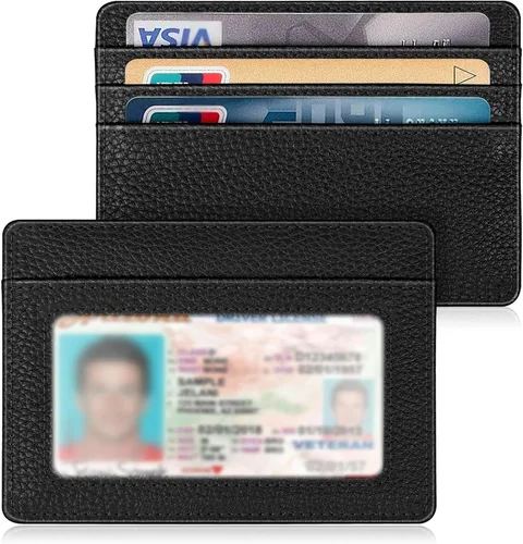 Fintie Billetera delgada y minimalista para bolsillo frontal, con bloqueo RFID, tarjetero y ventana de identificación, para hombre o mujer