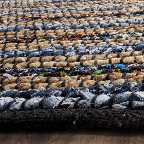 Miniatura 5 de SAFAVIEH Cape Cod Collection CAP361A - Alfombra decorativa de algodón y yute trenzada, hecha a mano, de 2 pies 3 pulgadas x 4 pies, color azul/multi