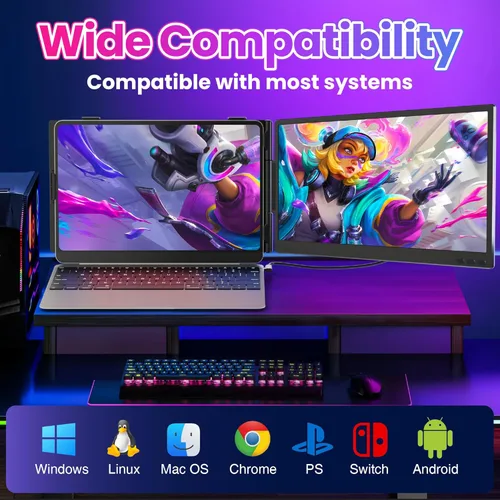 Miniatura 6 de CIDETTY Extensor de pantalla para portátil de 0.27 pulgadas, ultrafino, monitor portátil dual de 14 pulgadas FHD 1080P IPS, USB-C/HDMI Plug & Play