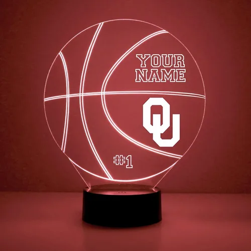Miniatura 42 de Lámpara de luz nocturna personalizada de la Universidad de Missouri (Mizzou) Tigers con bola de baloncesto y logotipo, letrero LED con control