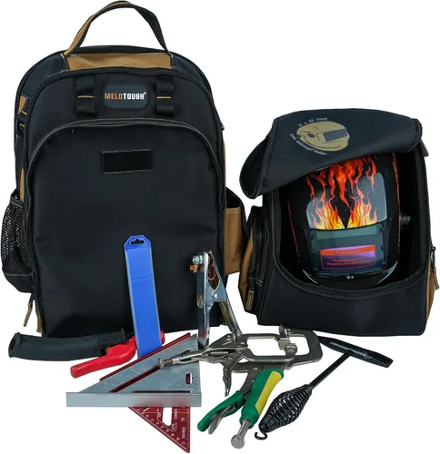 Miniatura 5 de MELOTOUGH Mochila de soldadura para herramientas y casco, paquete de equipo extremo con soporte para casco de gran capacidad, bolsa de Mochila