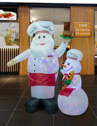 Miniatura 6 de AJY Combinación inflable gigante de chef y muñeco de nieve de 6 pies