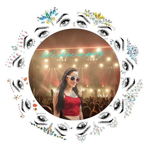 Miniatura 4 de 8 piezas de gemas de cara de sirena con purpurina, diamantes de imitación para festivales de rave, calcomanías faciales de cristales para ojos, 8