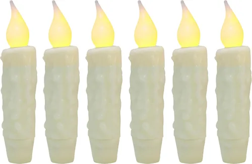 Miniatura 10 de CVHOMEDECO. Velas de cera real sumergidas a mano con temporizador LED con pilas, velas cónicas sin llama primitivas del país, 4-3/4 pulgadas, negro