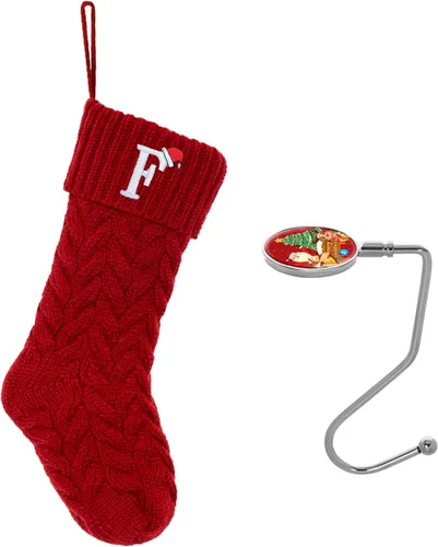 Miniatura 59 de Botas de Navidad personalizadas, iniciales personalizadas, 18 pulgadas, botas de Navidad tejidas con letras para colgar en la chimenea, botas de Rojo