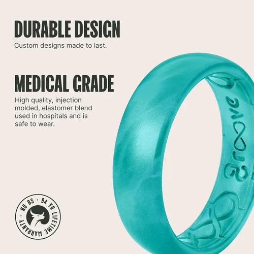 Miniatura 2 de Groove Life Anillo de boda de goma transpirable para mujer, diseño único, anillo de ajuste cómodo