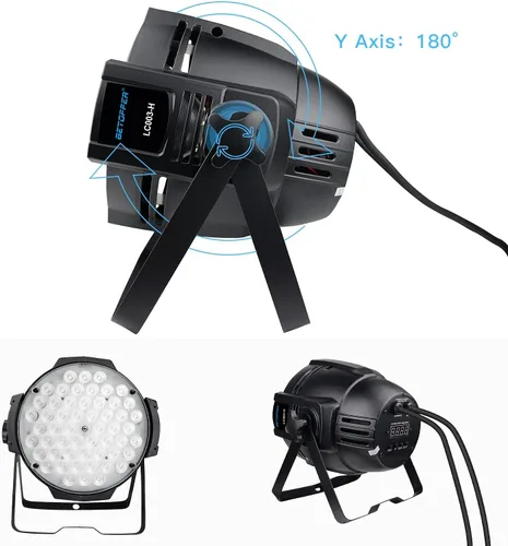 Miniatura 6 de BETOPPER Luces estroboscópicas de lavado de DJ para fiestas, 54 LED, súper brillante, DMX512, blanco/blanquecino, 5000 lúmenes, iluminación par
