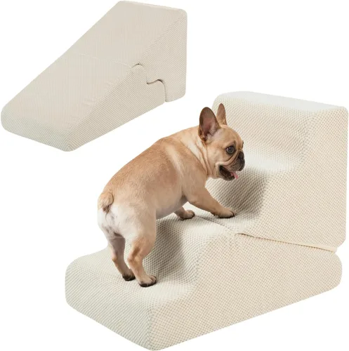 Miniatura 17 de Rampa para perros para cama, escaleras para perros de 16.5 pulgadas de alto para cama alta, escalones para mascotas 2 en 1 para perros pequeños