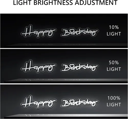Miniatura 5 de Letrero de neón de feliz cumpleaños para decoración de fiesta de cumpleaños, letreros LED iluminados para telón de fondo, letrero de cumpleaños
