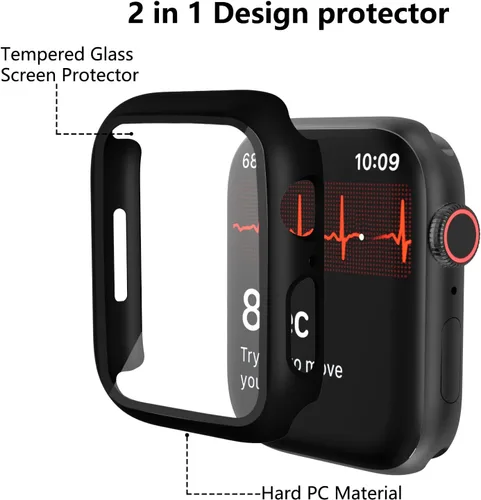 Miniatura 2 de Paquete de 5 fundas con protector de pantalla de vidrio templado para Apple Watch Series 9 8 7 de 45 mm, cubierta protectora ultrafina y delgada