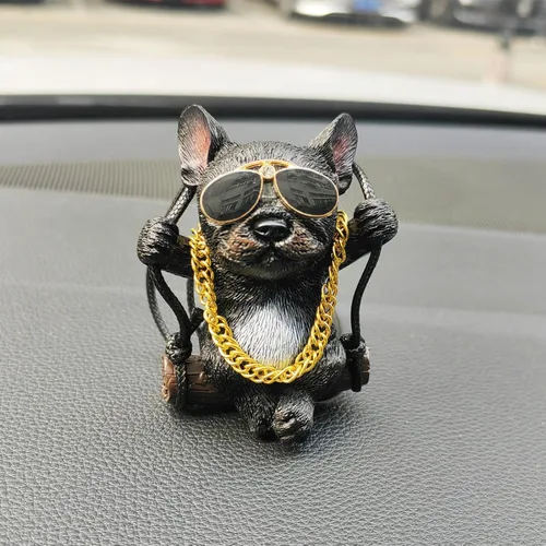 Miniatura 5 de Adorno colgante de coche con diseño de perro oscilante, lindo encanto de bulldog para decorar el auto para mujeres/hombres, pequeños regalos
