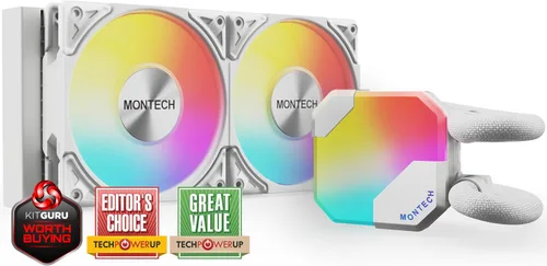 Miniatura 9 de MONTECH HyperFlow Digital 240 - Enfriador líquido de CPU, AIO de 9.449 in con bomba de 3100 RPM, 2 ventiladores E28 ARGB de 4.724 in, pantalla