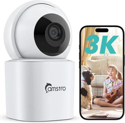 Cámara de seguridad para interiores 3K 360° PTZ para el hogar, monitor de bebé/mascota, seguimiento automático, WiFi de 2.4/5GHz, detección de