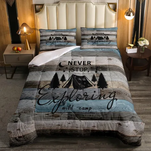 Miniatura 49 de Juego de edredón de camper tamaño matrimonial, edredón acolchado para adolescentes y niños, juego de ropa de cama rústica de granja para niños