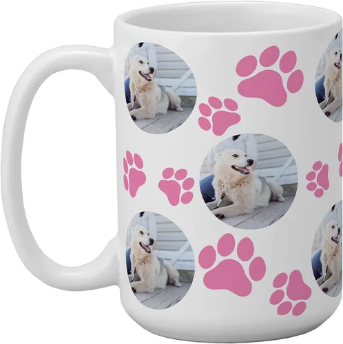 Miniatura 5 de Let's Make Memories Taza de fotos personalizada, estampado de huellas de mascotas, para padres de perros y gatos, Honor Furry Friends, taza de café
