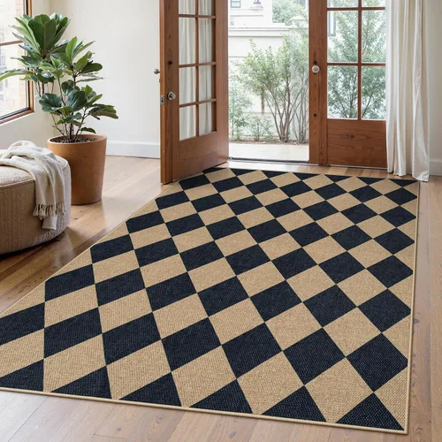 Miniatura 38 de Lahome Alfombra de yute a cuadros fácil 2'x3', alfombra pequeña para entrada, antideslizante, alfombra para la puerta delantera de la cocina