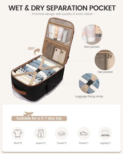 Miniatura 6 de LOVEVOOK Mochila de viaje de 40 L para mujeres y hombres, mochila grande de mano para aviones, bolsa de viaje para artículos personales de la TSA