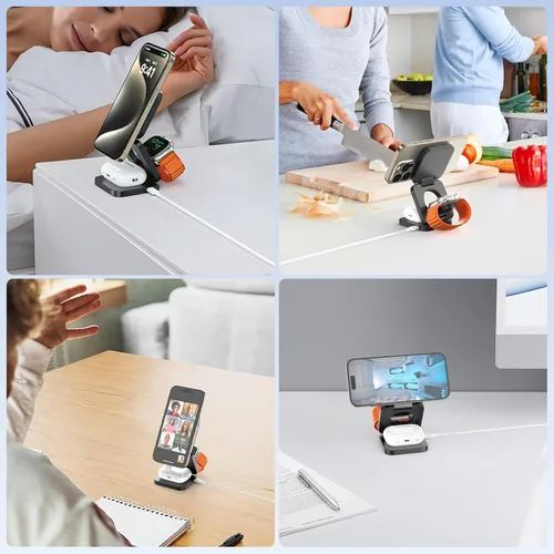 Miniatura 4 de Estación de carga 3 en 1 para Apple, cargador portátil Mag-Safe, cargador de viaje plegable para múltiples dispositivos Apple, para iPhone 16, 15