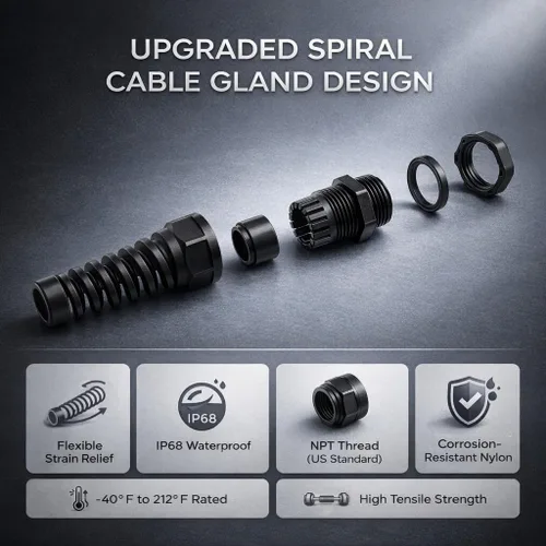Miniatura 4 de MGI SpeedWare Prensaestopas flexibles NPT de 3/4", alivio de tensión de agarre en espiral para coleta (paquete de 2)