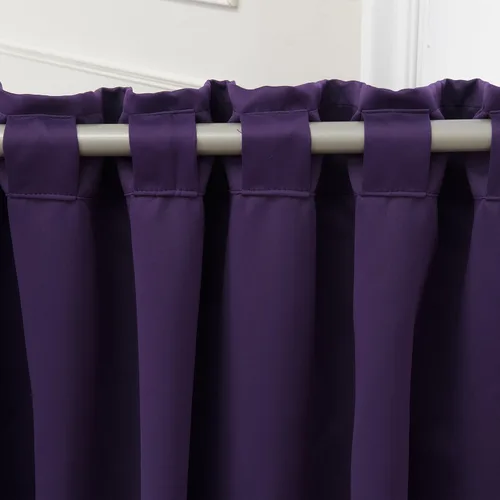 Miniatura 6 de Best Home Fashion Cortinas opacas con aislamiento térmico, pestaña trasera, bolsillo para barra, morado, 52 pulgadas de ancho x 63 pulgadas