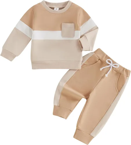 Miniatura 8 de Conjunto de sudadera de manga larga con cuello redondo y pantalones deportivos para bebés, ropa de invierno para bebé