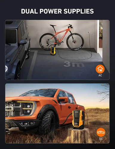 Miniatura 7 de AstroAI Inflador de neumáticos AC/DC Compresor de aire portátil para automóvil, bomba de aire para neumáticos de automóvil, accesorios de automóvil